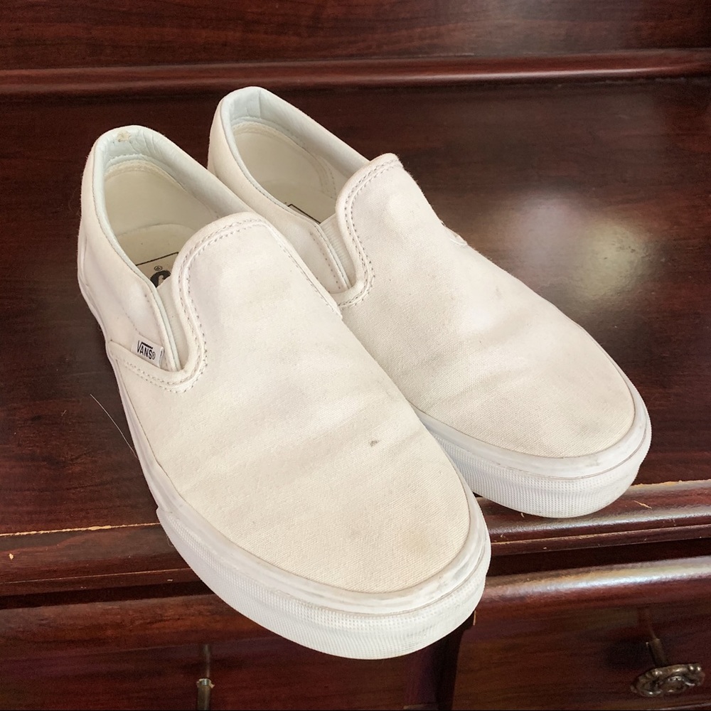 White classic slip on vans